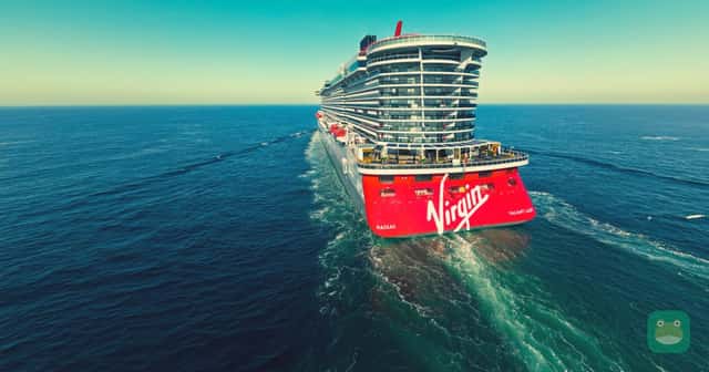 Virgin Voyages promotional image of Valiant Lady, used to illustrate the cruise line's readers' choice recognition.