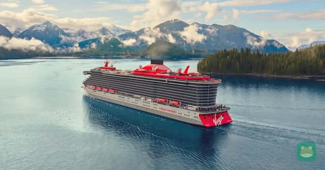 Virgin Voyages promotional image illustrating Brilliant Lady's Alaska program. Not a photograph of a 2028 sailing.