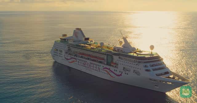 A Cordelia Cruises ship at sea.