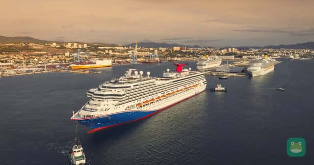 Carnival Freedom departs the shipyard in Marseille, France, en route to Barcelona.