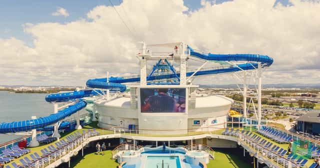 Carnival Encounter's pool deck, shown in Carnival's Australia program announcement.