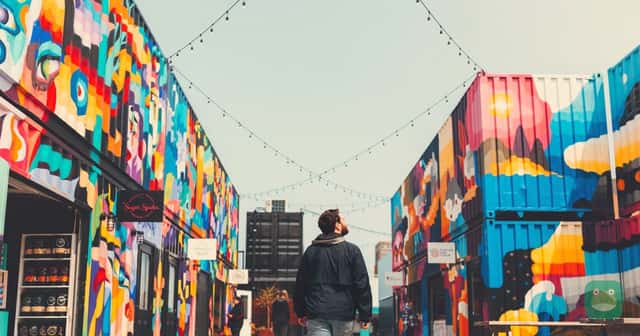 Colorful storefronts in Saint John, shown by the city's official tourism organization.