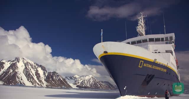 National Geographic Explorer in fast ice off Antarctica (2008 photo)