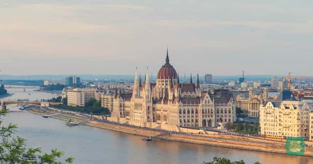 Danube — the Hungarian Parliament on the riverbank, Budapest