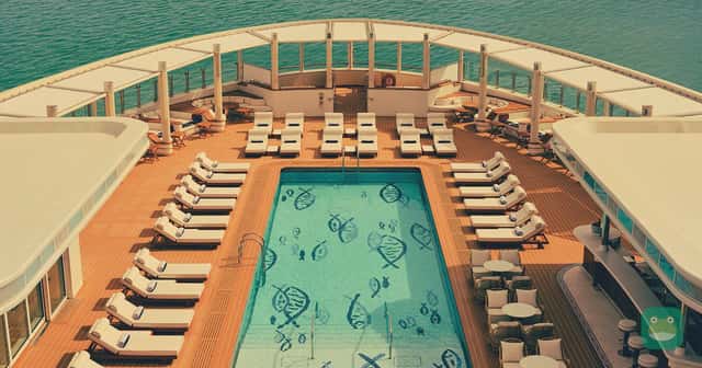The pool deck aboard Four Seasons I, from Four Seasons' official launch photography.
